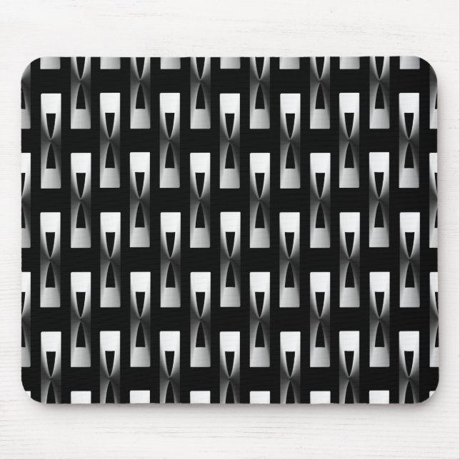 Mousepad Arte Deco Geométrica Metálica - Prata e Preto (Frente)