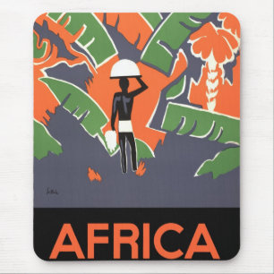 Mousepad Arte Deco Vintage de Viagem, Indígena na Selva Afr