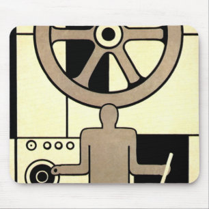 Mousepad Arte Deco Vintage Empresarial Roda e Operário de M