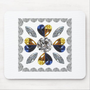 Mousepad Arte Diamante Única, Azul Amarelo no Coração