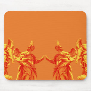 Mousepad Arte digital da cor alaranjada com esculturas