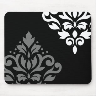 Mousepad Arte do damasco do rolo eu enegreço o branco