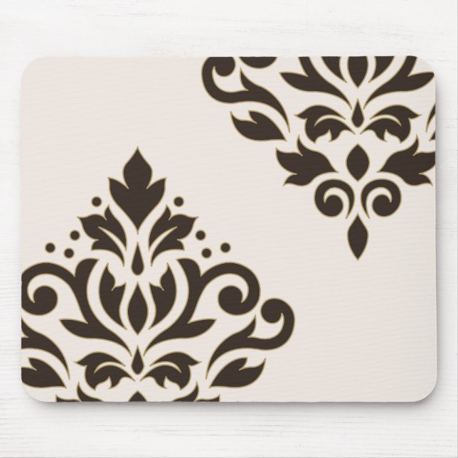 Mousepad Arte do damasco do rolo mim Brown com ouro no (Frente)