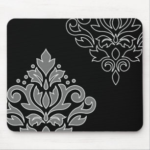 Mousepad Arte do damasco do rolo mim linha branca preto das