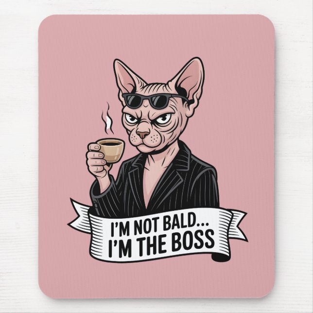 Mousepad Arte do Gato Sphynx Chefe Café (Frente)