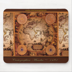 Mousepad Arte do mapa de Velho Mundo - 1481