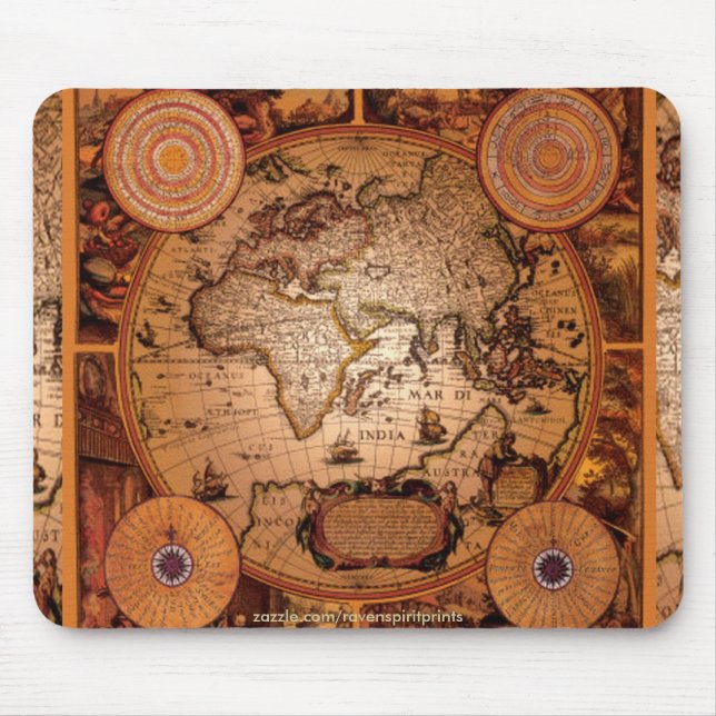 Mousepad Arte do Mapa do Velho Mundo - 1481 (Frente)