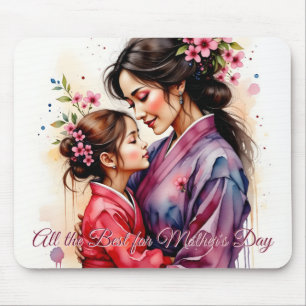 Mousepad Arte do Quimono do Dia das Mães com Abraço Floral