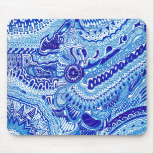 Mousepad Arte do teste padrão do estilo de Ming dos azuis