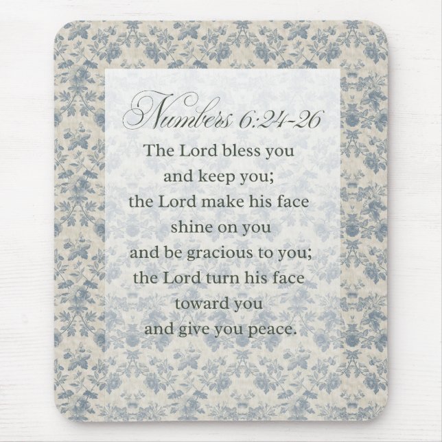 Mousepad Arte do versículo bíblico Números 6:24-26 (Frente)