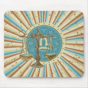 Mousepad Arte do zodíaco do Libra do vintage