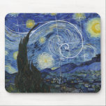 Mousepad Arte Encontra Matemática, Van Gogh Conhece Placa F<br><div class="desc">Vincent van Gogh encontra Leonardo Fibonacci. Espiral Fibonacci sobreposta a elementos da famosa pintura de van Gogh.</div>