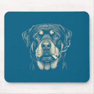 Mousepad Arte engraçada de Rottweiler fumando cigarro