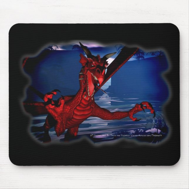 Mousepad Arte Fantástica 3D do Ataque Dragão (Frente)