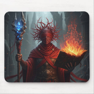 Mousepad Arte Fantástica Encantada de Mage e Livro de Fiery