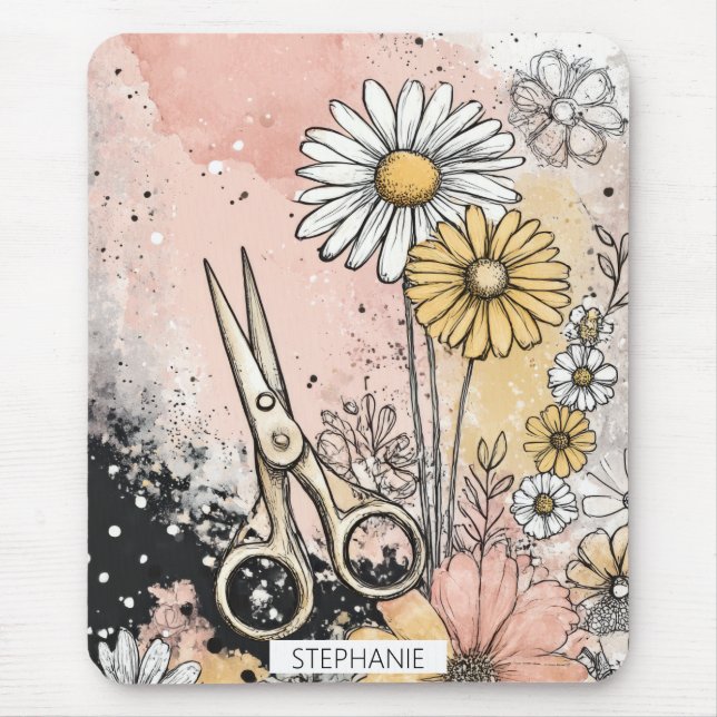 Mousepad Arte Floral Abstrata em Aquarela (Frente)