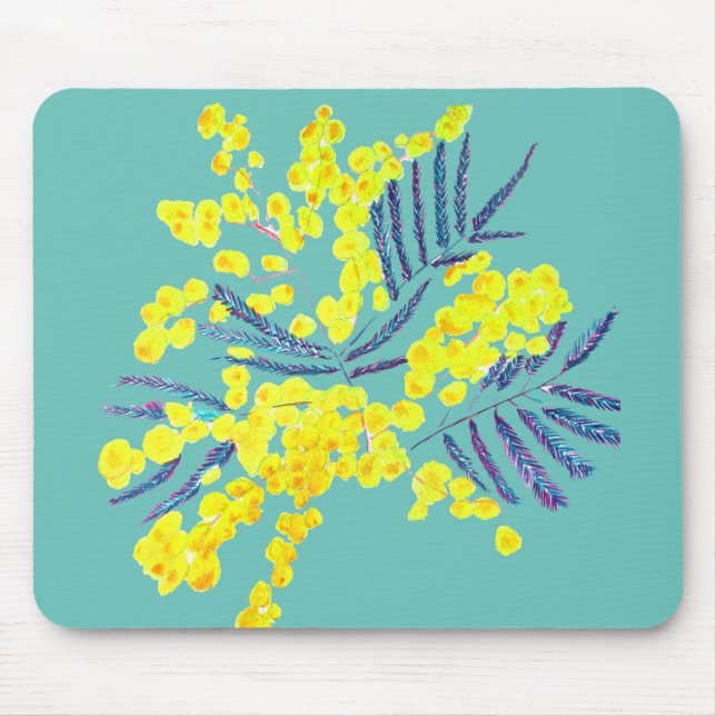 Mousepad Arte floral australiana Wattle Mimosa (Frente)