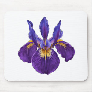 Mousepad Arte Floral Botânica em Aquarela de Flor de Íris R