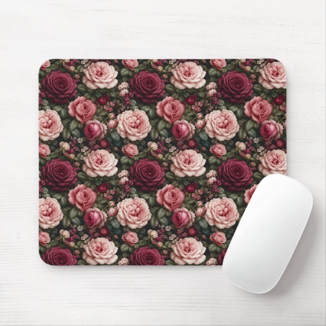 Mousepad Arte Floral de Rosa de Jardim de Luxo (Com mouse)