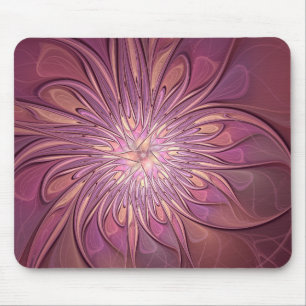 Mousepad Arte floral fractal moderno abstrato cores de baga