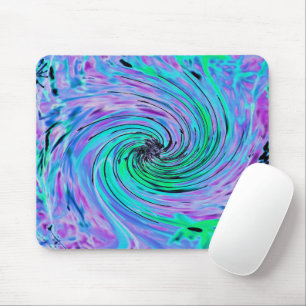 Mousepad Arte Floral Giratória de Lima Verde e Roxo Abstrat