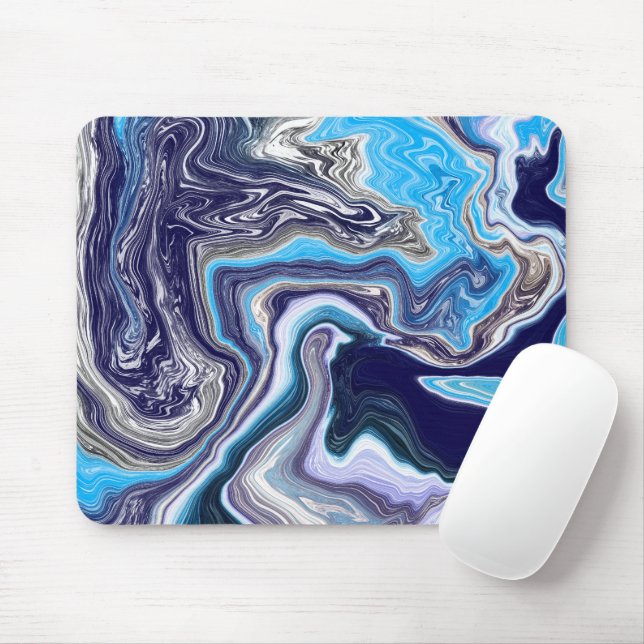 Mousepad Arte Fluida Marble Azul (Com mouse)