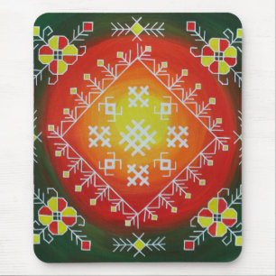 Mousepad Arte folclórica tradicional letã com pintura de 