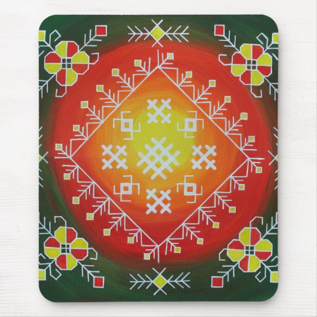 Mousepad Arte folclórica tradicional letã com pintura de sí (Frente)