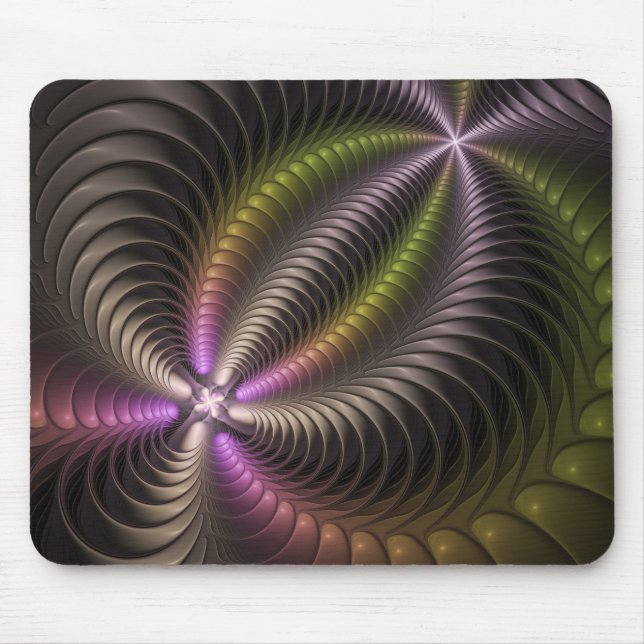 Mousepad Arte Fractal 3D Colorida abstrato brilhante (Frente)