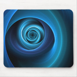 Mousepad Arte fractal abstrata moderna em cores azuis em es