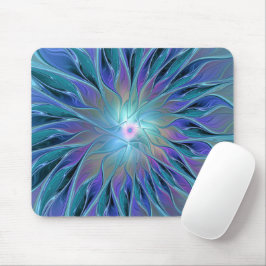 Mousepad Arte Fractal Abstrato de Sonho Roxo Azul