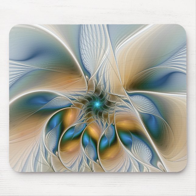 Mousepad Arte Fractal, Abstrato Fantasia, Com Azul (Frente)