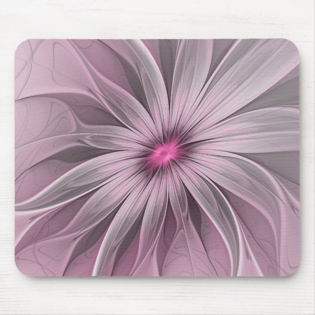 Mousepad Arte Fractal Floral de Ameixa Abstrata Flor Fantas (Frente)
