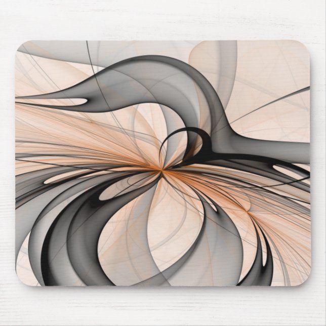 Mousepad Arte Fractal Moderna Abstrata Antracite Cinza Sien (Frente)