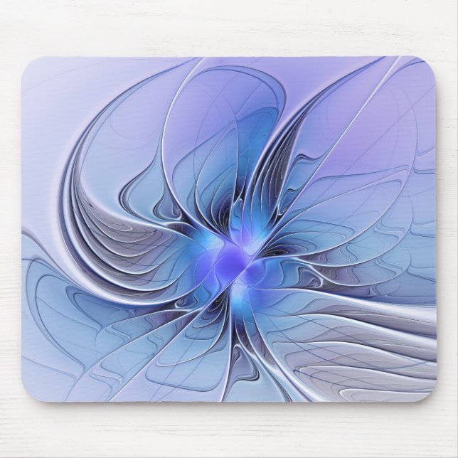 Mousepad Arte fractal moderna abstrata azul lavanda (Frente)