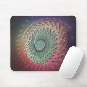 Mousepad Arte Fractal Moderna Colorida de Caracol Abstrato