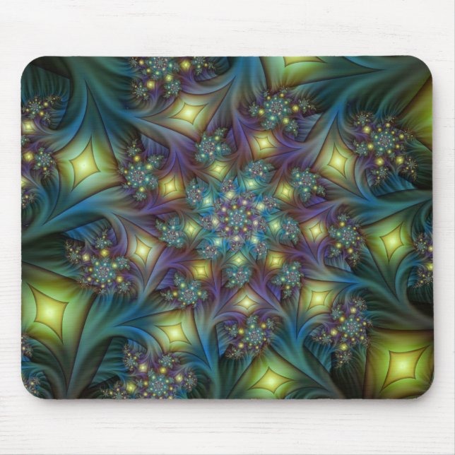 Mousepad Arte Fractal Roxa Roxa Abstrato brilhante iluminad (Frente)