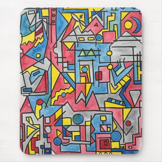 Mousepad Arte geométrica de aquarela Bauhaus moderna da cid (Frente)