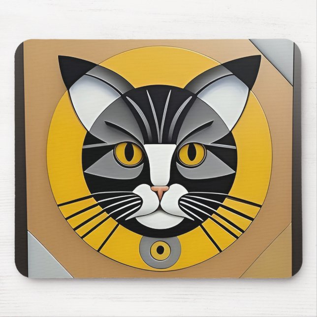 Mousepad Arte Geométrica de Gato (Frente)