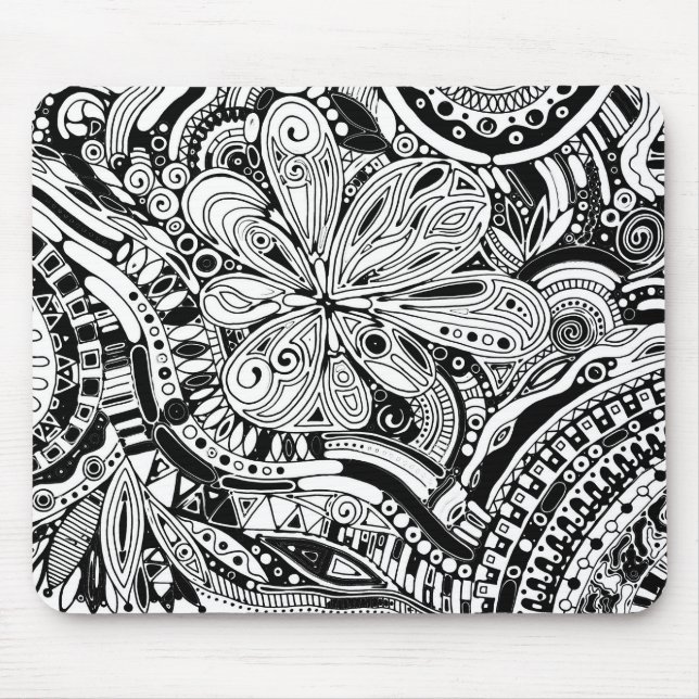 Mousepad Arte Geométrica Preta E Branca 15 (Frente)