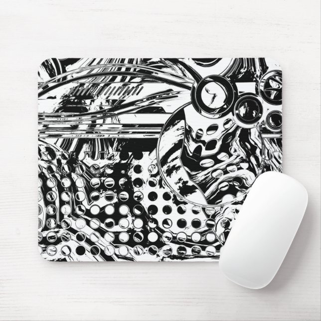 Mousepad Arte Geométrica Preta E Branca 20 (Com mouse)