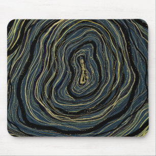 Mousepad Arte Glam Ondulação Dourada Azul