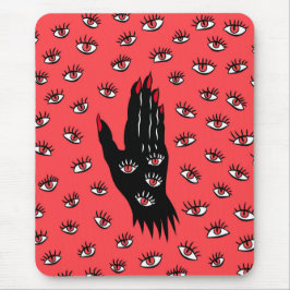 Mousepad Arte Gótica do Halloween - Olhos Negra Mão Estranh