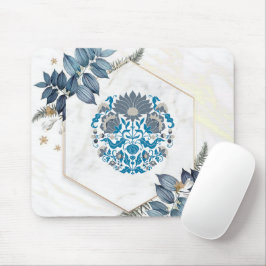 Mousepad Arte Gráfica, Ilustração Teal Mandala Floral