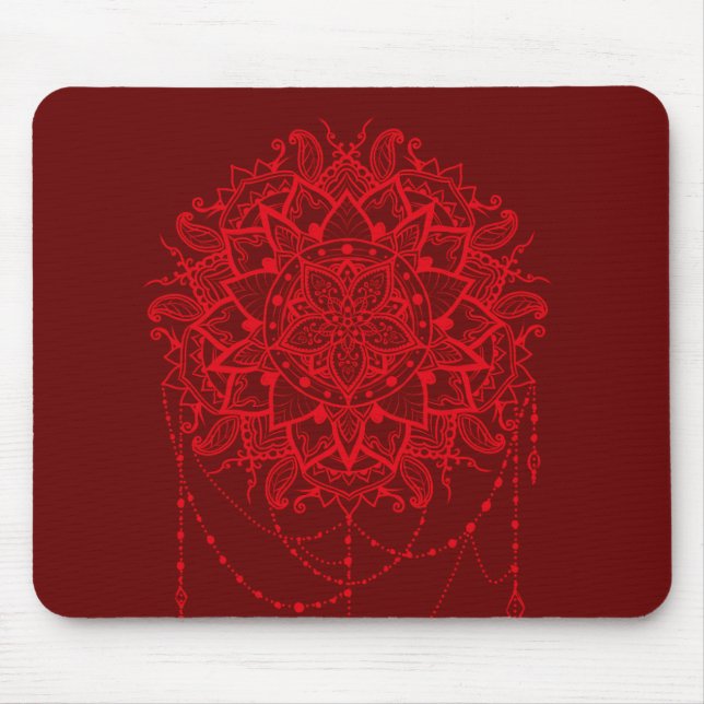 Mousepad Arte indiana de Borgonha da mandala (Frente)
