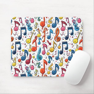 Mousepad Arte Kawaii Notas Musicais Abstrato