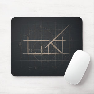 Mousepad Arte Linear Arquitetônica Geométrica Carvão Escuro