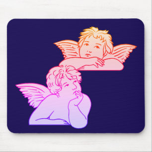Mousepad arte linear de querubins inspirada no artista ital
