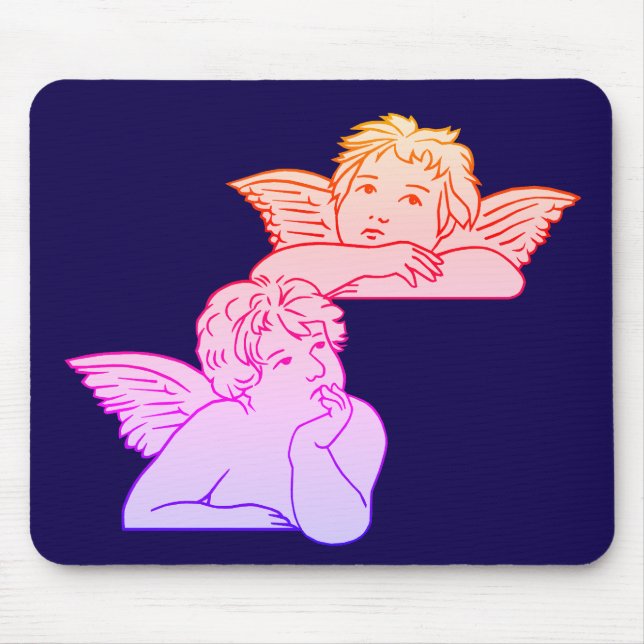 Mousepad arte linear de querubins inspirada no artista ital (Frente)