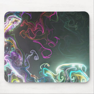Mousepad Arte Líquida Neon Abstrata Preta Resfriada